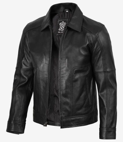 mens black harrington vintage leather jacket